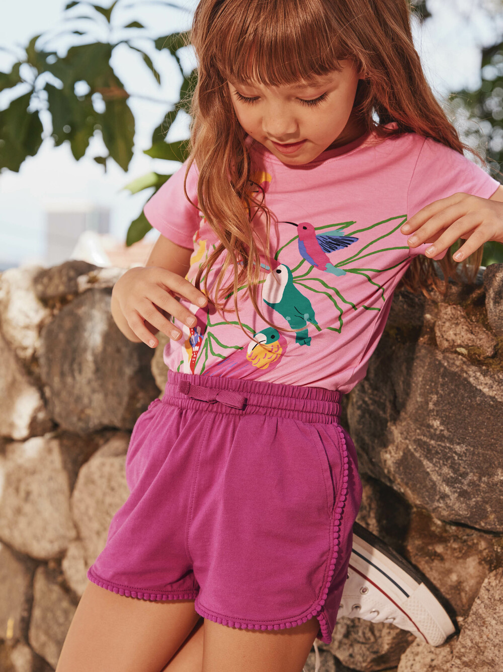 Tea Collection Tropical Birds Graphic Tee Sachet Pink