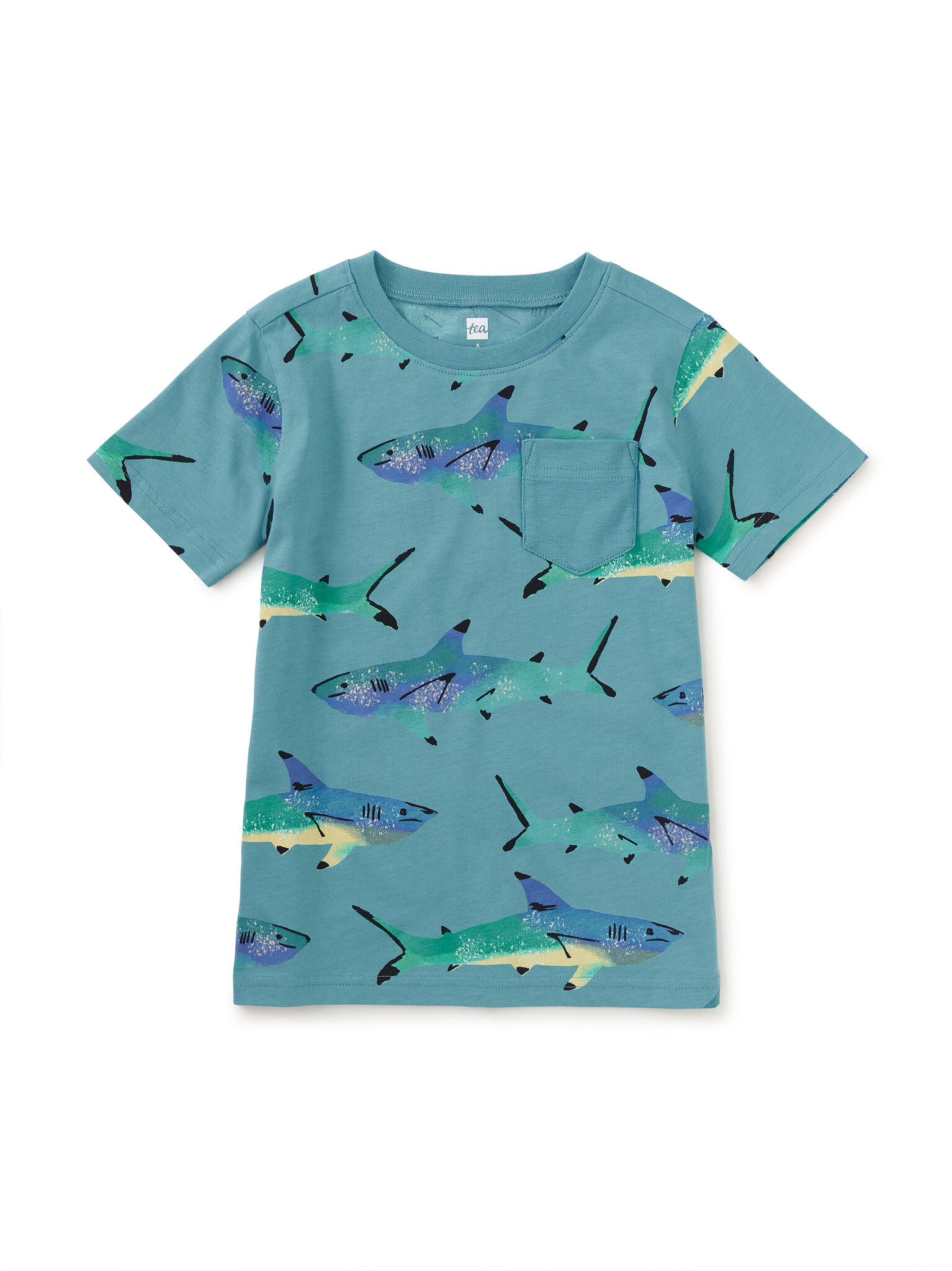 Tea Collection Printed Pocket Tee Painted Shark