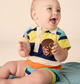 Tea Collection Polo Baby Romper Patina Stripe