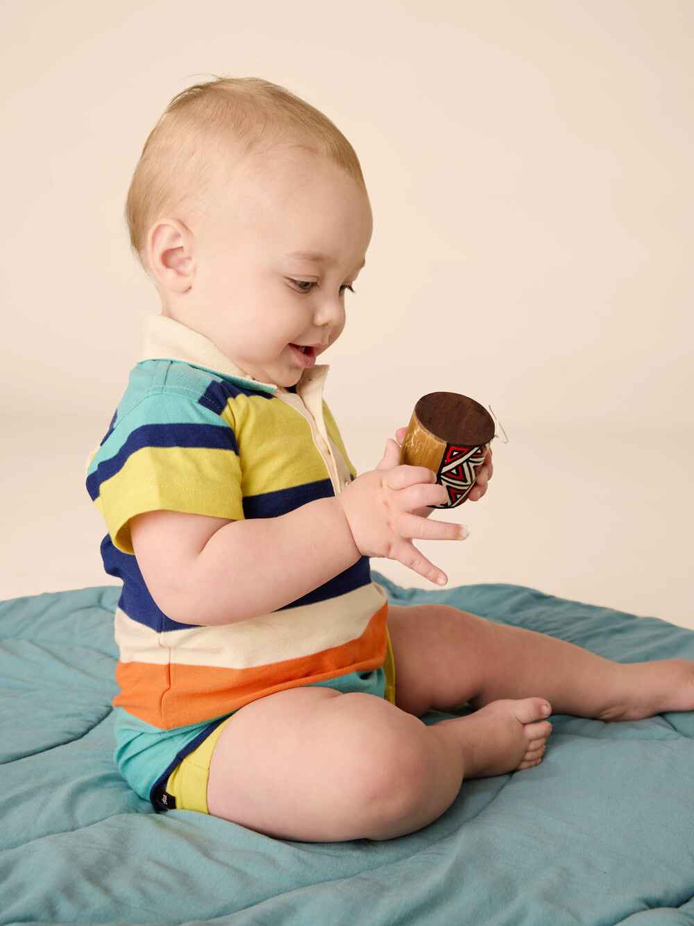 Tea Collection Polo Baby Romper Patina Stripe