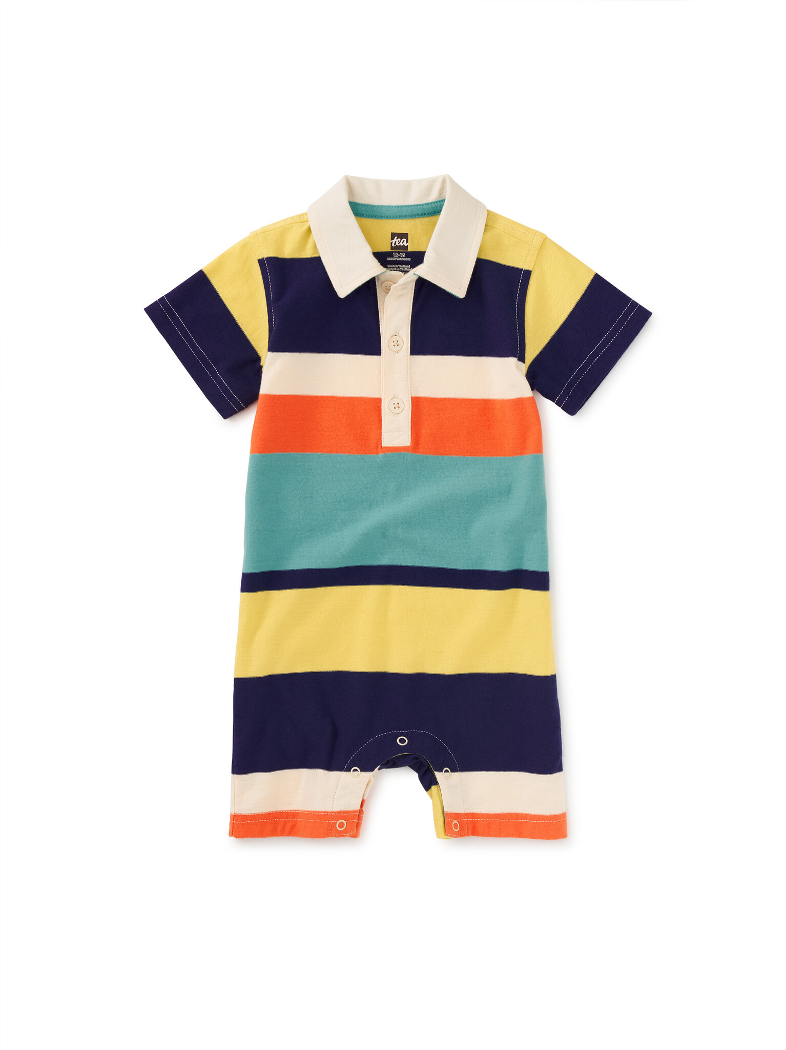 Tea Collection Polo Baby Romper Patina Stripe