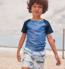 Tea Collection Mid-Length Swim Trunks Painted Sharks