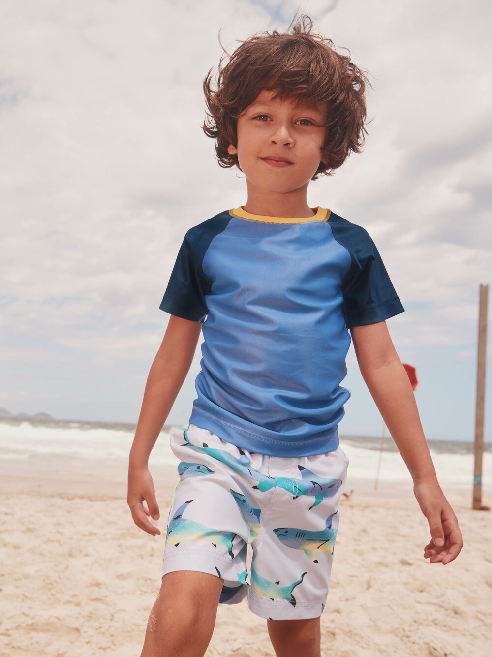 Tea Collection Mid-Length Swim Trunks Painted Sharks