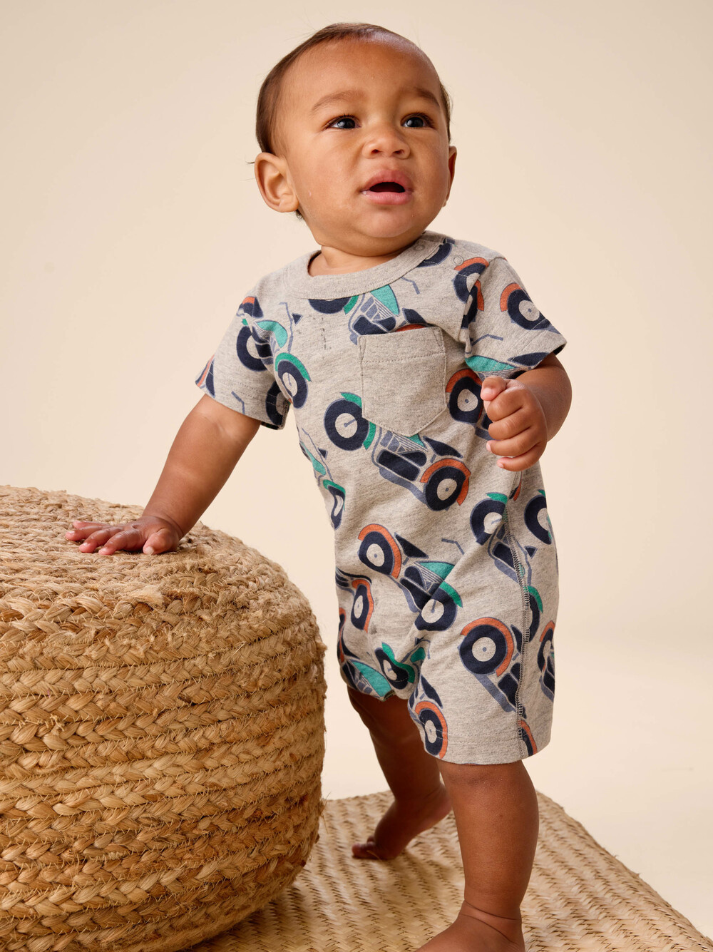 Tea Collection Pocket Shortie Baby Romper Motocicleta