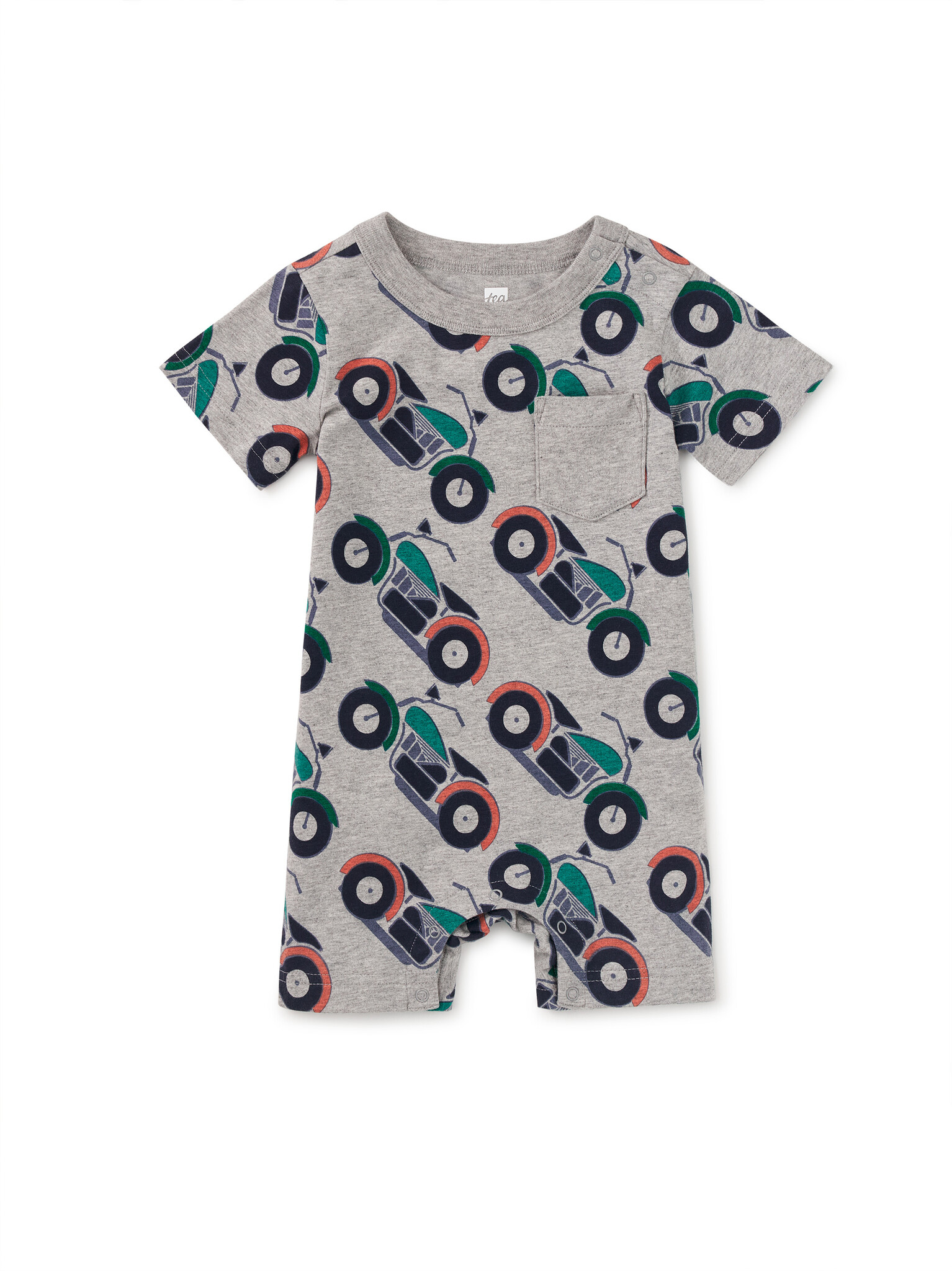 Tea Collection Pocket Shortie Baby Romper Motocicleta