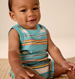 Tea Collection Cargo Pocket Tank Baby Romper Patina