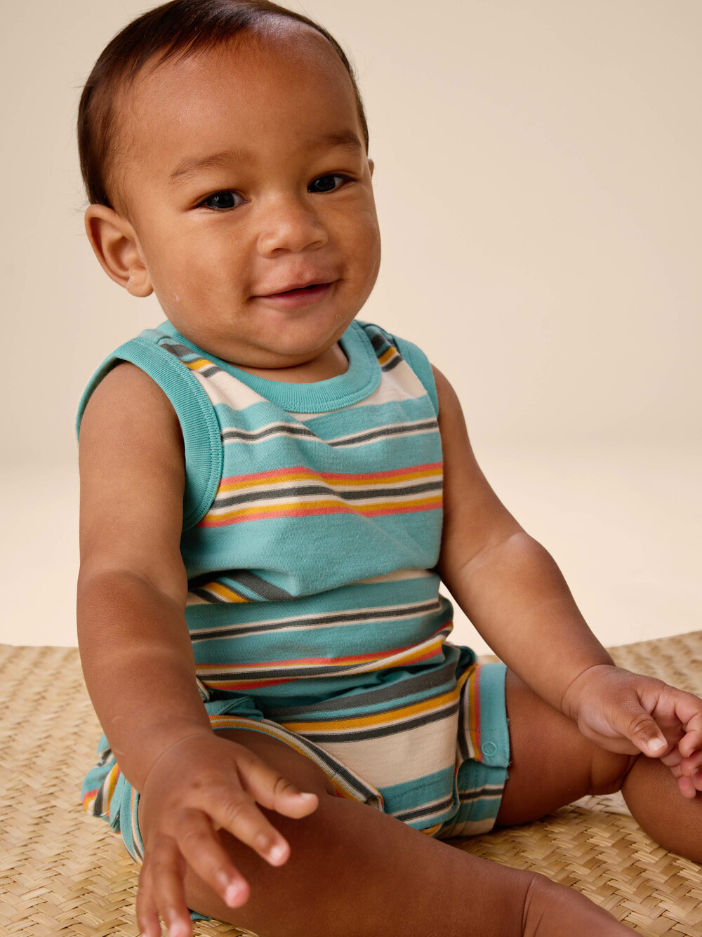 Tea Collection Cargo Pocket Tank Baby Romper Patina