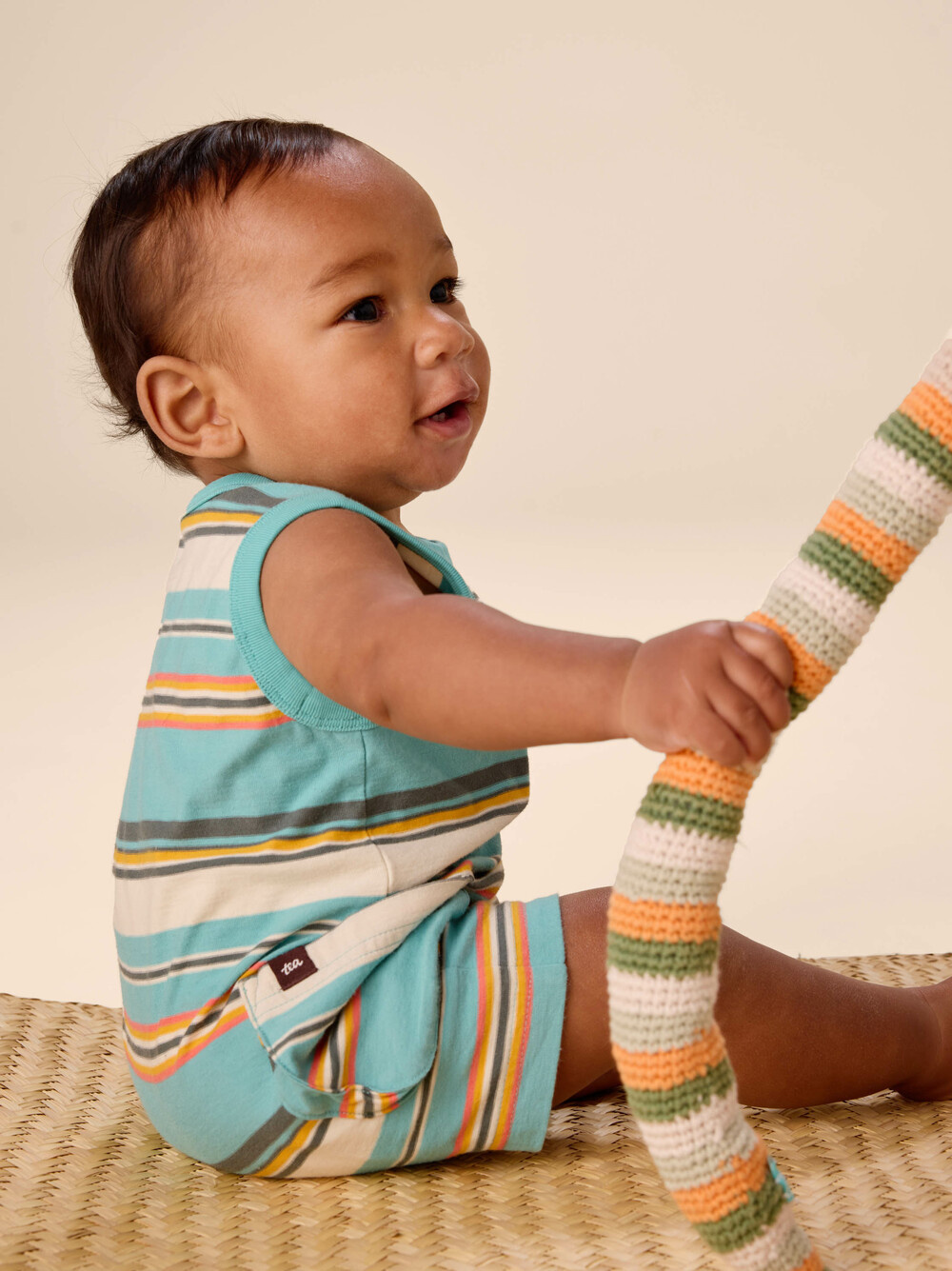 Tea Collection Cargo Pocket Tank Baby Romper Patina