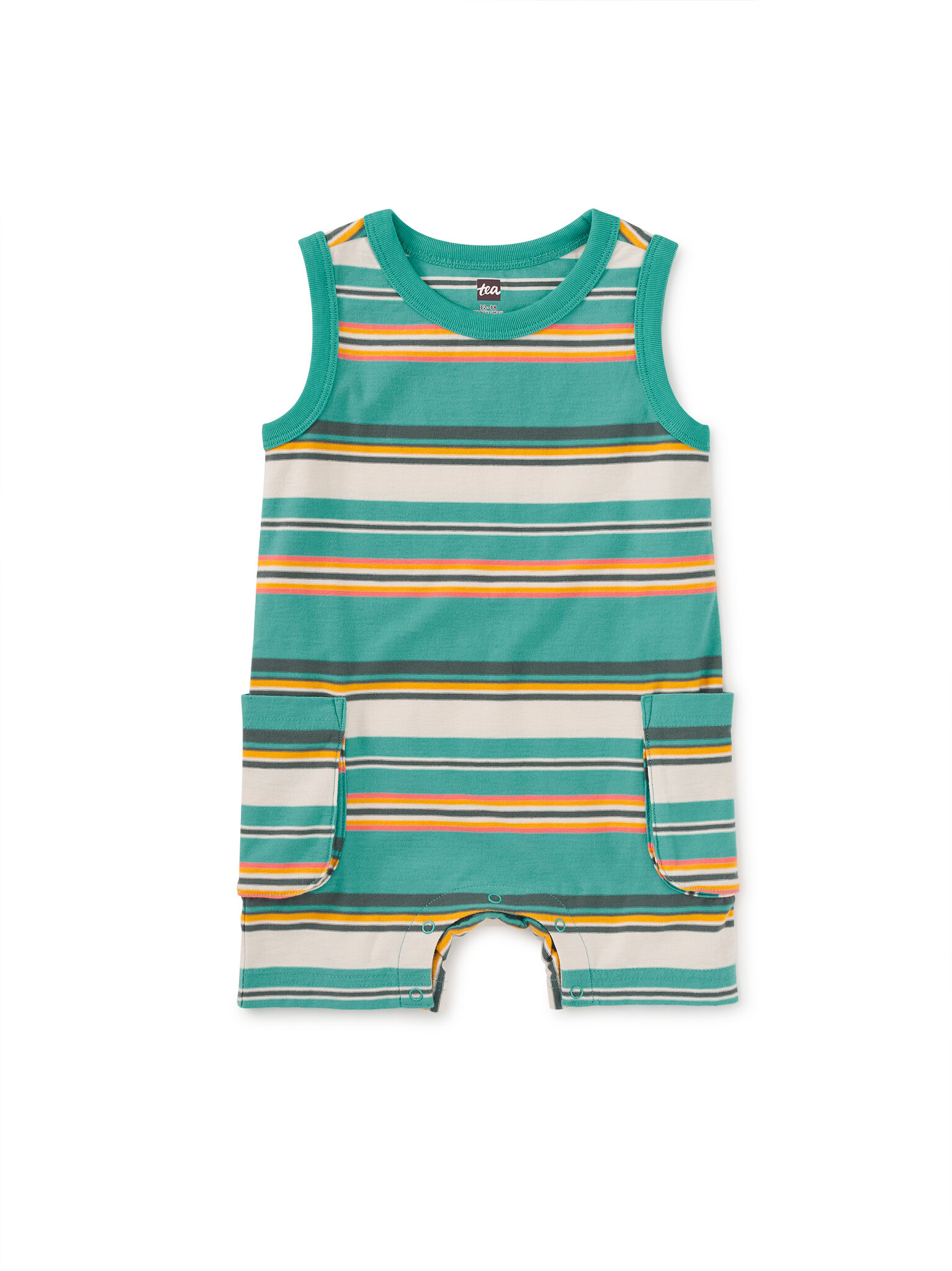 Tea Collection Cargo Pocket Tank Baby Romper Patina