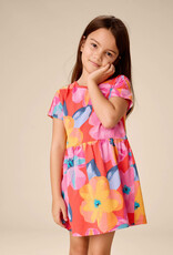 Tea Collection Short Sleeve Twirl Dress Large Tropical Floral