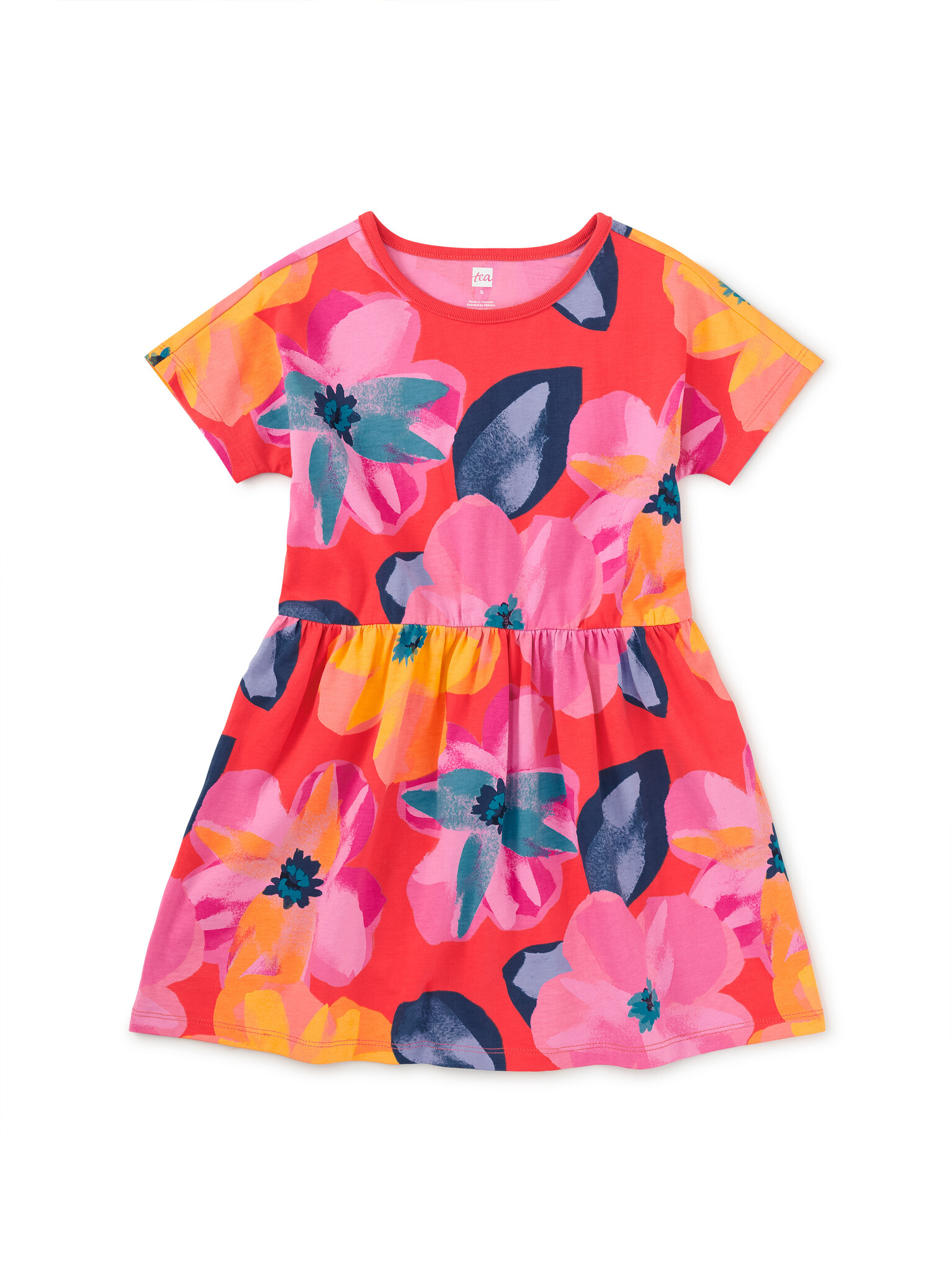 Tea Collection Short Sleeve Twirl Dress Large Tropical Floral