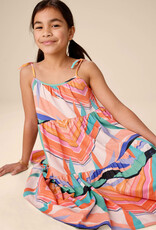 Tea Collection Tie Should Tiered Dress Bird of Paradise Stripe