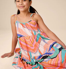 Tea Collection Tie Should Tiered Dress Bird of Paradise Stripe