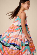 Tea Collection Tie Should Tiered Dress Bird of Paradise Stripe