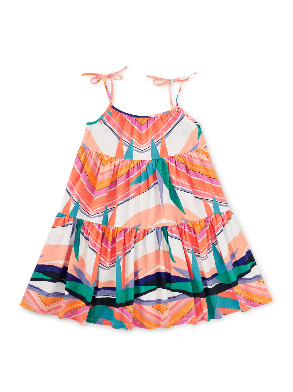 Tea Collection Tie Should Tiered Dress Bird of Paradise Stripe