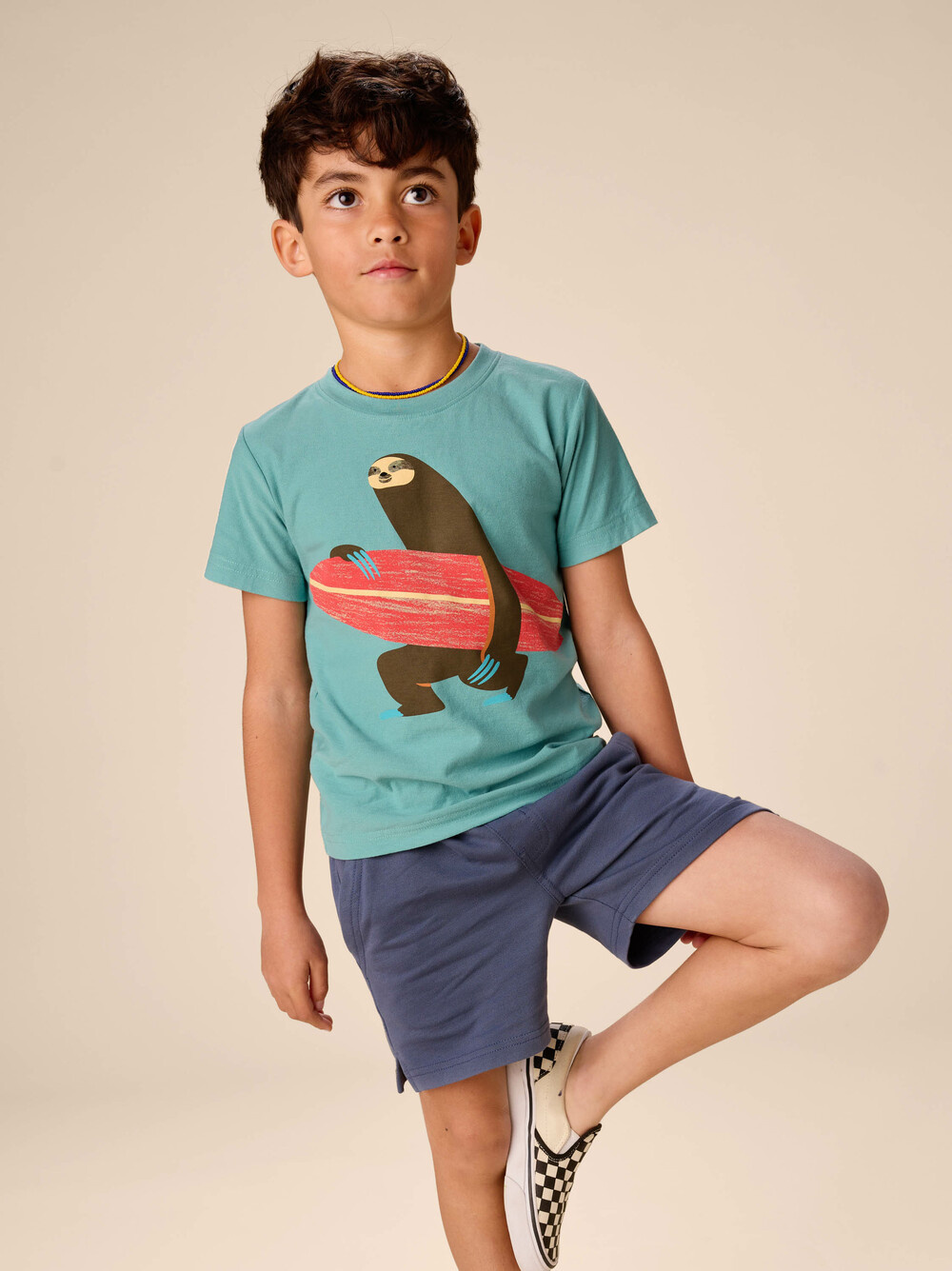 Tea Collection Surfer Sloth Graphic Tee Patina