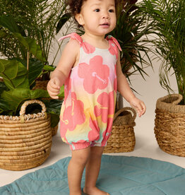 Tea Collection Tie Shoulder Baby Romper Rainbow Hibiscus