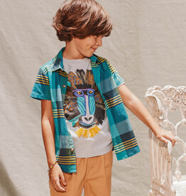 Tea Collection Mandrill Monkey Graphic Tee Blue Fog