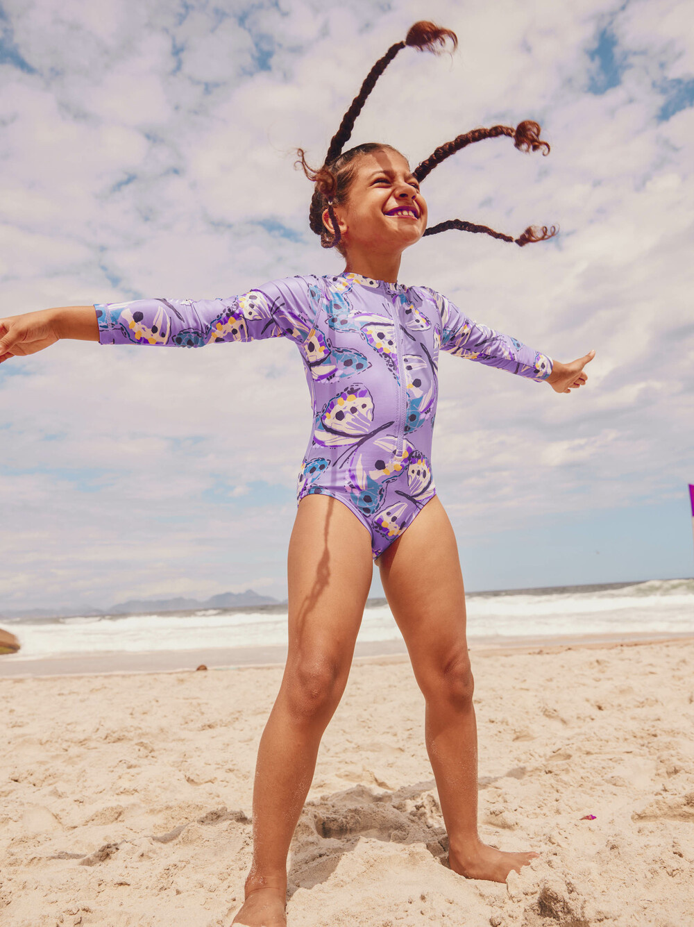 Tea Collection Long Sleeve One Piece Swimsuit Carnival Butterfly