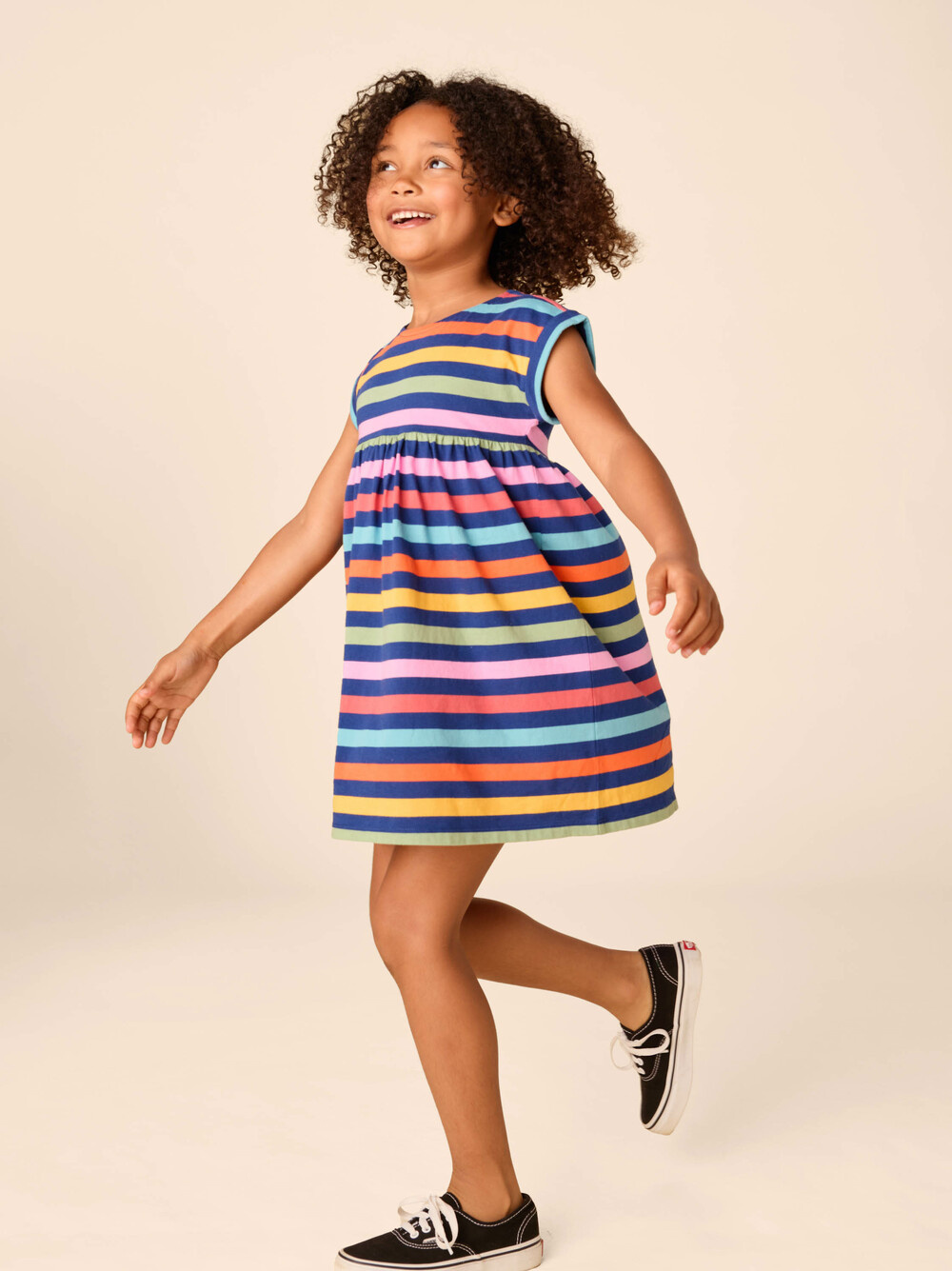 Tea Collection Short Sleeve Empire Dress Nightfall Stripe