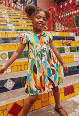 Tea Collection Puff Sleeve Empire Dress Parakeet Tropicalia