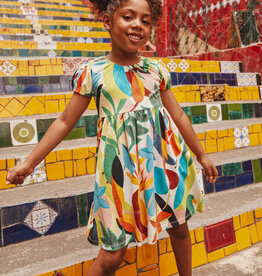 Tea Collection Puff Sleeve Empire Dress Parakeet Tropicalia
