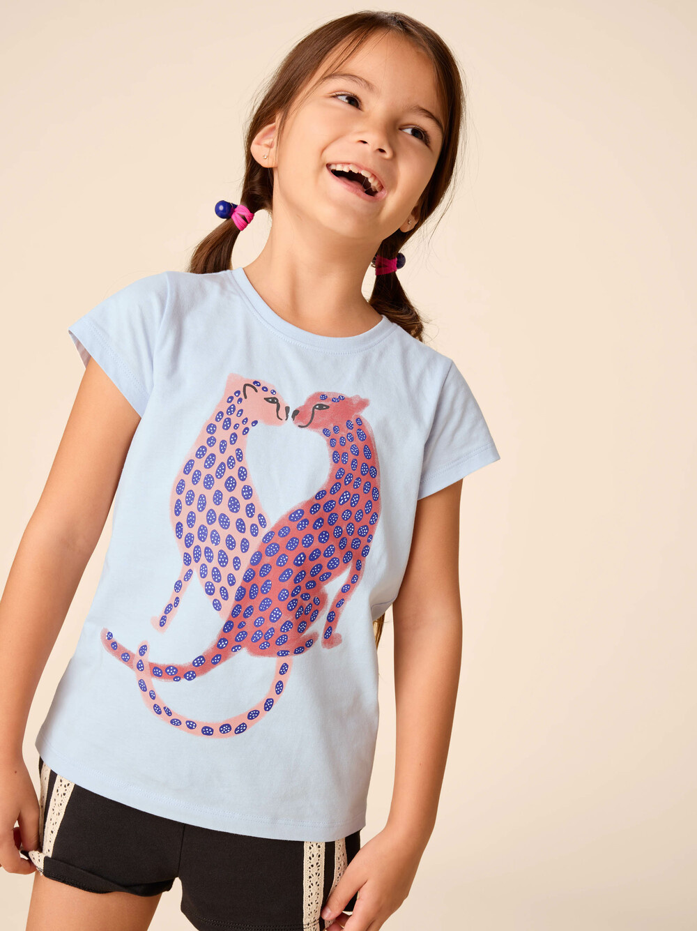 Tea Collection Kissing Cheetahs Graphic Tee Vista Blue