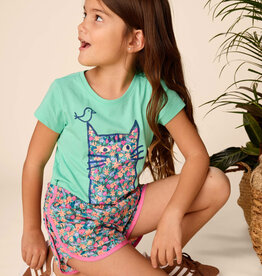 Tea Collection Floral Cat Graphic Tee Turquesa
