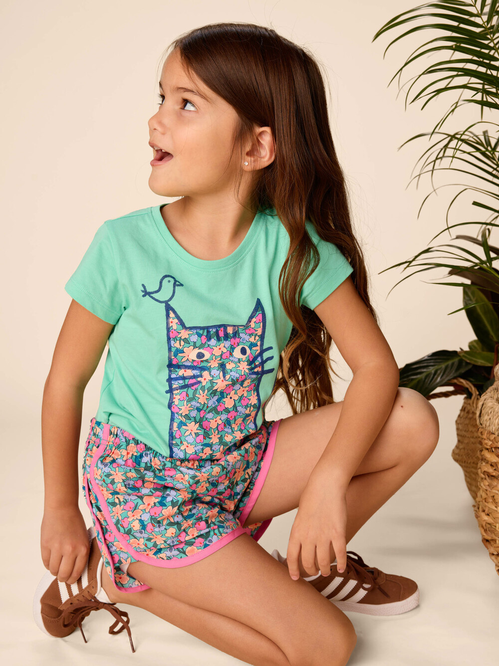 Tea Collection Floral Cat Graphic Tee Turquesa