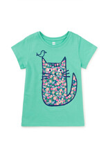 Tea Collection Floral Cat Graphic Tee Turquesa