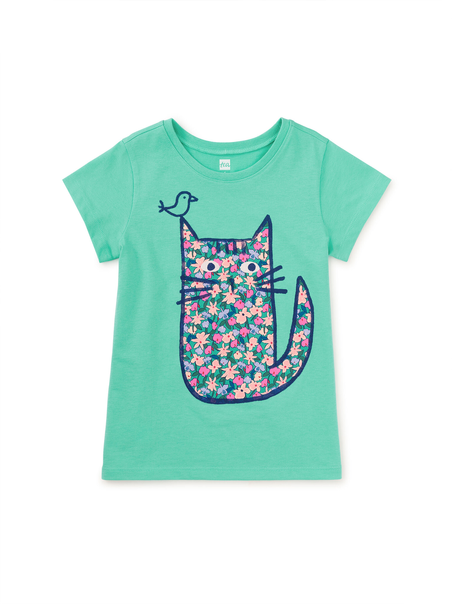 Tea Collection Floral Cat Graphic Tee Turquesa