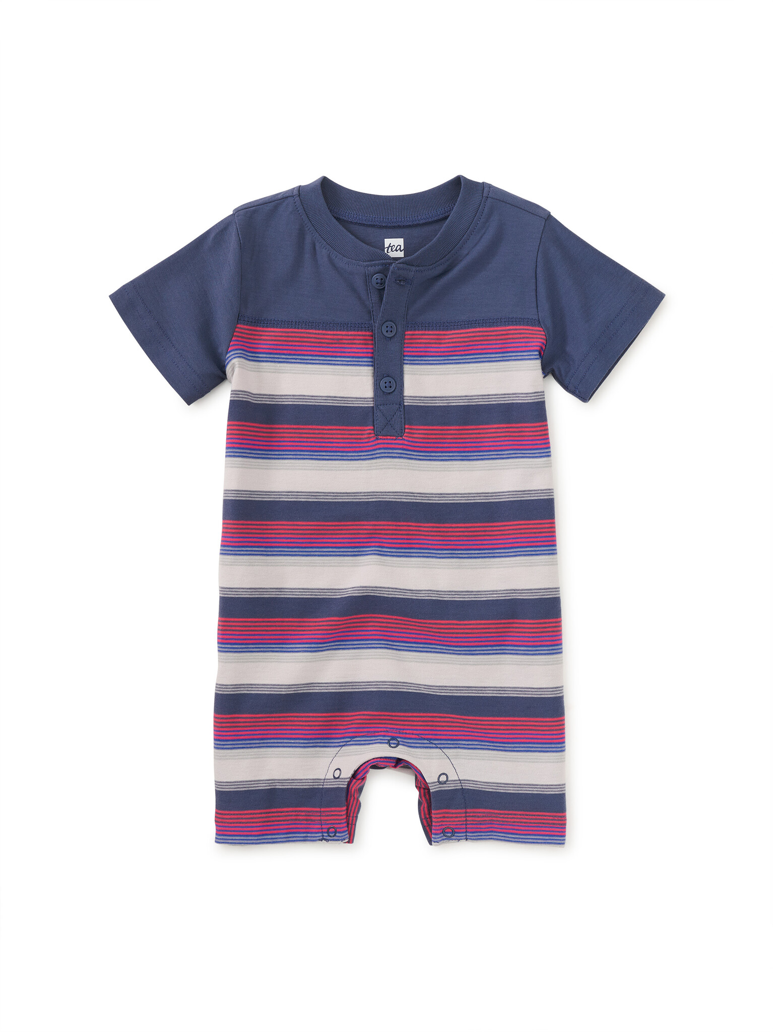 Tea Collection Henley Baby Romper Triumph Stripe