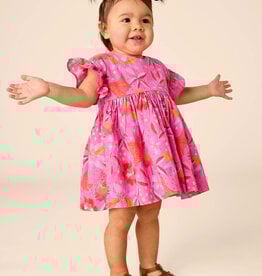Tea Collection Ruffle Sleeve Baby Dress Set Brazilian Painted Floral