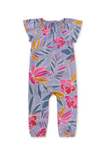 Tea Collection Flutter Sleeve Baby Romper Tropical Gardenias
