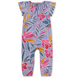 Tea Collection Flutter Sleeve Baby Romper Tropical Gardenias