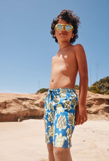 Tea Collection Mid-Length Swim Trunks Tiled Turtles