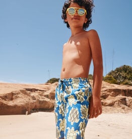 Tea Collection Mid-Length Swim Trunks Tiled Turtles
