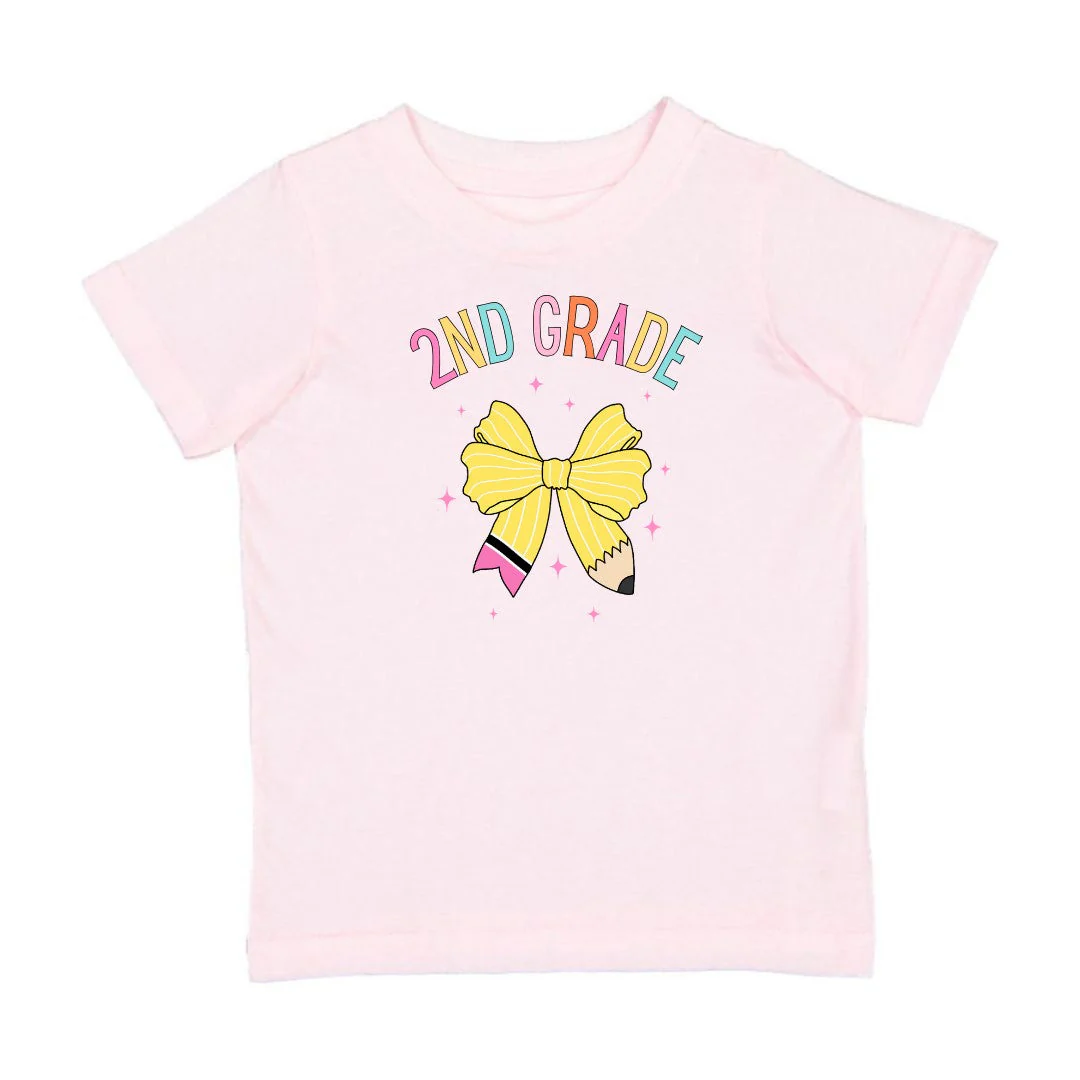 Sweet Wink Second Grade Pencil Bow Short Sleeve T-Shirt