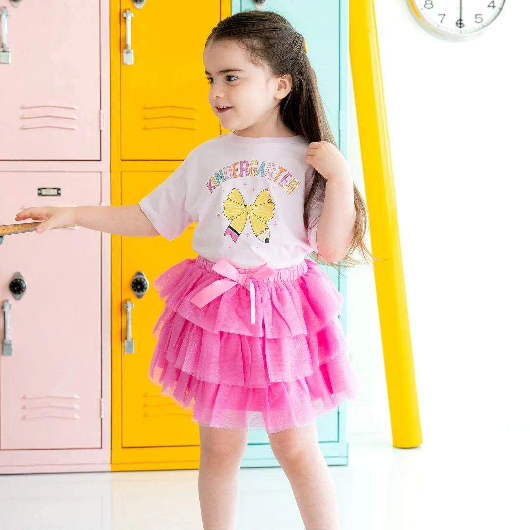 Sweet Wink Kindergarten Pencil Bow Short Sleeve T-Shirt