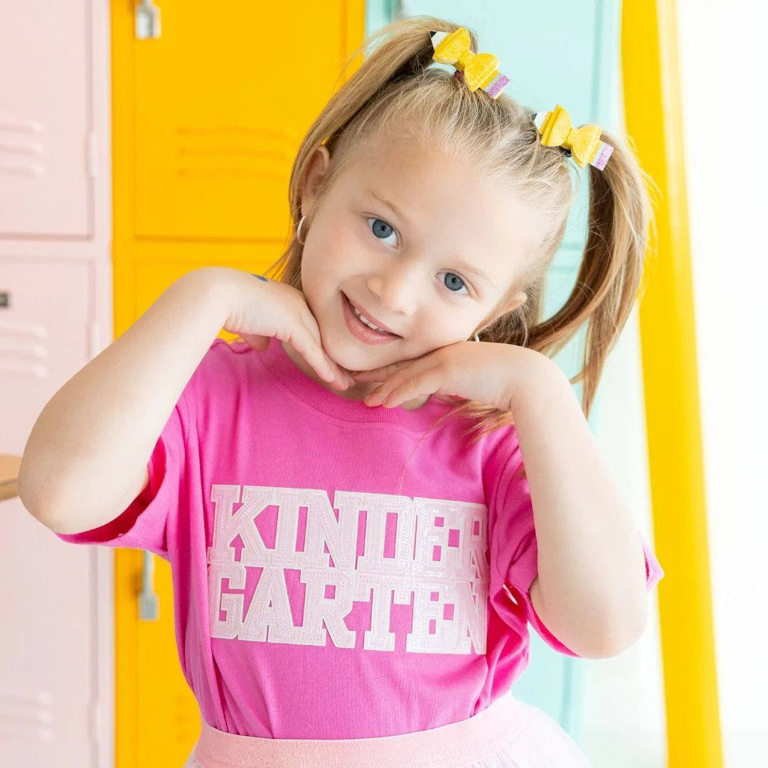 Sweet Wink Kindergarten Sequin Patch Short Sleeve T-Shirt