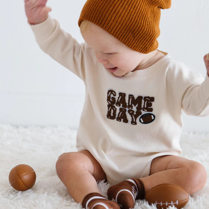 Sweet Wink Game Day Patch Long Sleeve Romper