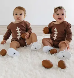 Sweet Wink Football Lace Patch Long Sleeve Romper