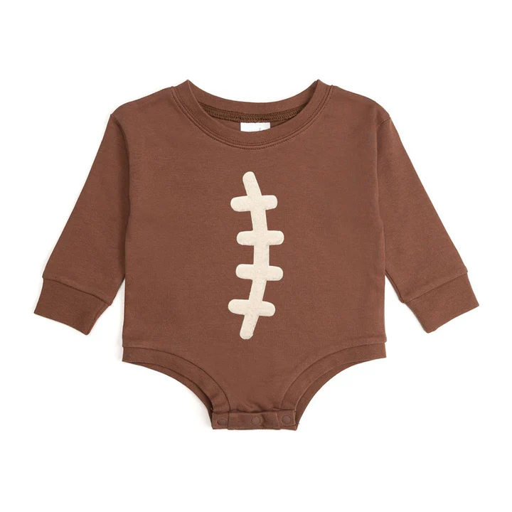 Sweet Wink Football Lace Patch Long Sleeve Romper
