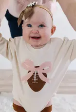 Sweet Wink Coquette Football Patch Long Sleeve Romper