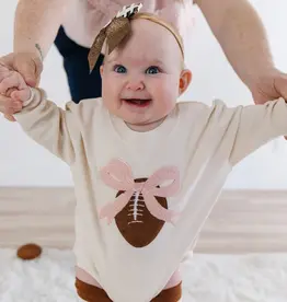 Sweet Wink Coquette Football Patch Long Sleeve Romper