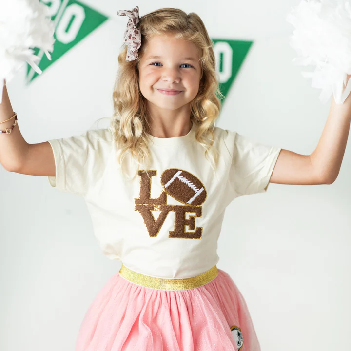 Sweet Wink Football Love Patch Short Sleeve T-Shirt