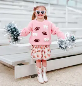 Sweet Wink Football Bows Patch Knit Sweater