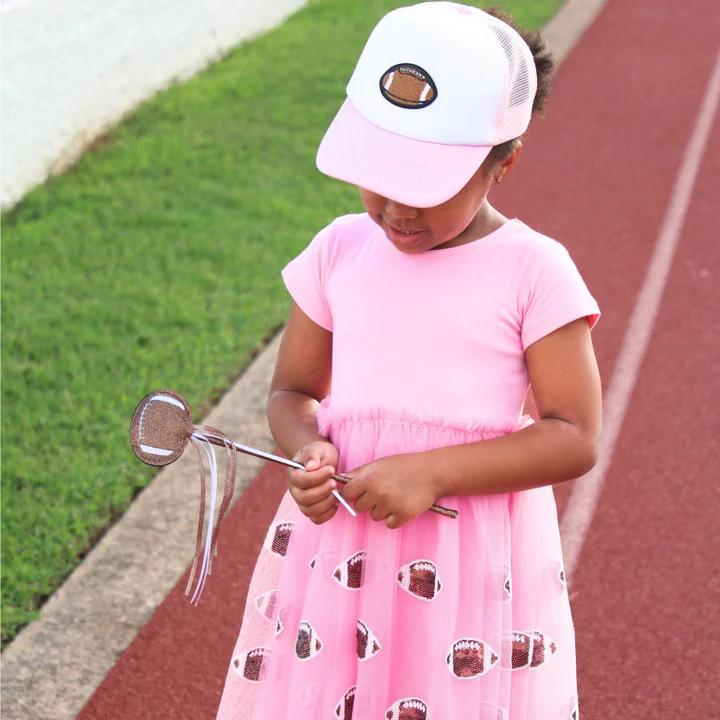 Sweet Wink Football Patch Trucker Hat Pink/White