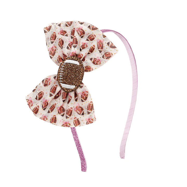 Sweet Wink Football Cutie Tulle Bow Headband (Hard Band)