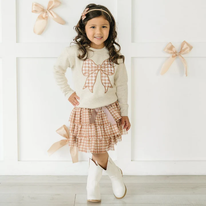 Sweet Wink Gingham Printed Tulle Tiered Tutu